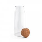 JASMIN 1000. Garrafa em vidro borosilicato com tampa em corti&ccedil;a 1 L - Natural