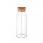 JASMIN 1000. Garrafa em vidro borosilicato com tampa em corti&ccedil;a 1 L - Natural
