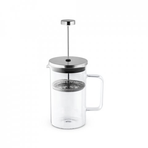 JENSON. Cafeteira em vidro borossilicato com tampa em a&ccedil;o inox (600 mL) - Cromado