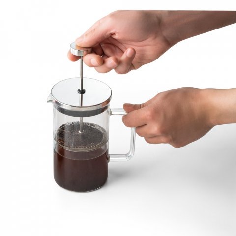 JENSON. Cafeteira em vidro borossilicato com tampa em a&ccedil;o inox (600 mL) - Cromado