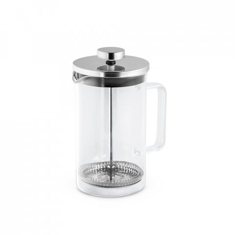 JENSON. Cafeteira em vidro borossilicato com tampa em a&ccedil;o inox (600 mL) - Cromado