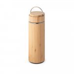 SOW. Garrafa em a&ccedil;o inox e bambu de parede dupla t&eacute;rmica, isolada a v&aacute;cuo (440 mL) - Natural