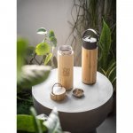 SOW. Garrafa em a&ccedil;o inox e bambu de parede dupla t&eacute;rmica, isolada a v&aacute;cuo (440 mL)