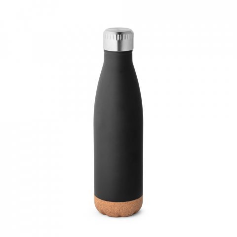 SOLBERG. Garrafa em a&ccedil;o inox de parede dupla t&eacute;rmica, isolada a v&aacute;cuo (560 mL) - Preto