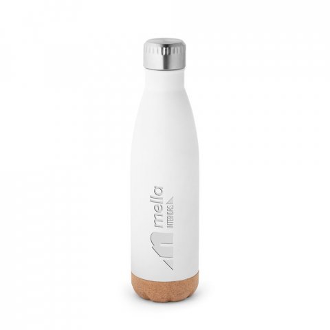 SOLBERG. Garrafa em a&ccedil;o inox de parede dupla t&eacute;rmica, isolada a v&aacute;cuo (560 mL) - Branco