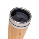 PIETRO. Copo de viagem em a&ccedil;o inox e bambu, t&eacute;rmico com parede dupla isolada a ar (500 mL) - Natural