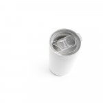 SLIDER. Copo de viagem para sublima&ccedil;&atilde;o em a&ccedil;o inox de parede dupla t&eacute;rmica, isolada a v&aacute;cuo (380 mL) - Branco