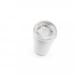SLIDER. Copo de viagem para sublima&ccedil;&atilde;o em a&ccedil;o inox de parede dupla t&eacute;rmica, isolada a v&aacute;cuo (380 mL) - Branco