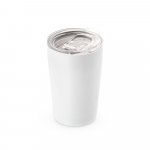 SLIDER. Copo de viagem para sublima&ccedil;&atilde;o em a&ccedil;o inox de parede dupla t&eacute;rmica, isolada a v&aacute;cuo (380 mL) - Branco