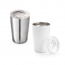 SLIDER. Copo de viagem para sublima&ccedil;&atilde;o em a&ccedil;o inox de parede dupla t&eacute;rmica, isolada a v&aacute;cuo (380 mL)