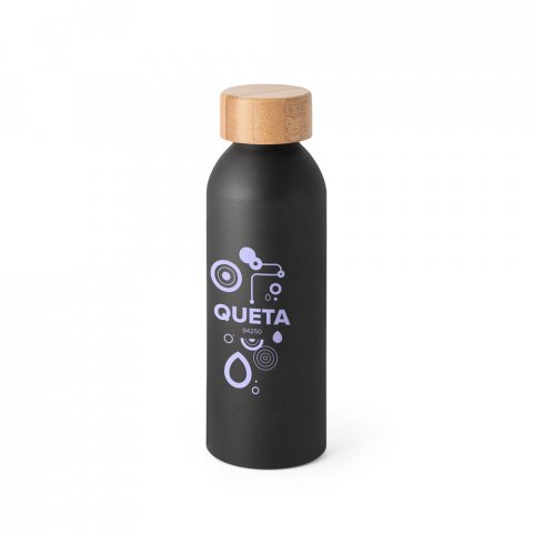 QUETA. Squeeze em alum&iacute;nio com acabamento mate (550 mL) - Preto