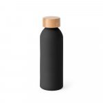 QUETA SOFT. Squeeze em alum&iacute;nio com acabamento emborrachado (550 mL) - Preto