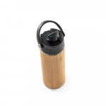 LAVER. Garrafa em a&ccedil;o inox e bambu de parede dupla t&eacute;rmica, isolada a v&aacute;cuo (440 mL) - Preto
