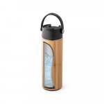 LAVER. Garrafa em a&ccedil;o inox e bambu de parede dupla t&eacute;rmica, isolada a v&aacute;cuo (440 mL) - Preto