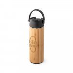 LAVER. Garrafa em a&ccedil;o inox e bambu de parede dupla t&eacute;rmica, isolada a v&aacute;cuo (440 mL) - Preto