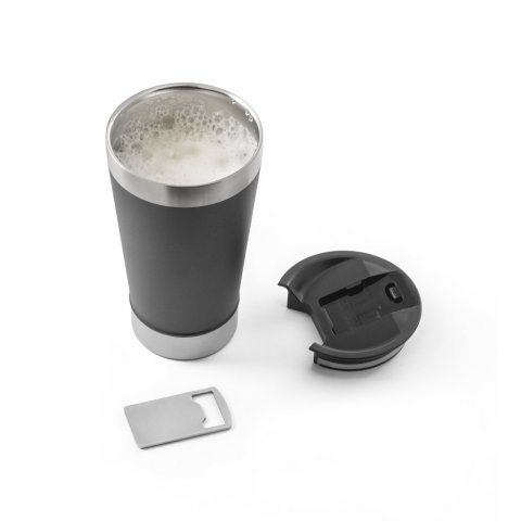 HALPERT LID. Copo de viagem em a&ccedil;o inox t&eacute;rmico, com parede dupla isolada a v&aacute;cuo (630 mL) - Preto