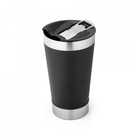 HALPERT LID. Copo de viagem em a&ccedil;o inox t&eacute;rmico, com parede dupla isolada a v&aacute;cuo (630 mL) - Preto