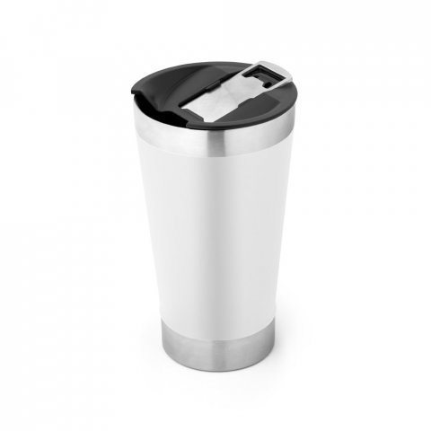 HALPERT LID. Copo de viagem em a&ccedil;o inox t&eacute;rmico, com parede dupla isolada a v&aacute;cuo (630 mL) - Branco