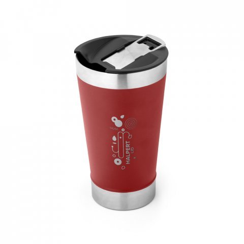 HALPERT LID. Copo de viagem em a&ccedil;o inox t&eacute;rmico, com parede dupla isolada a v&aacute;cuo (630 mL) - Bord&ocirc;