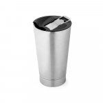 HALPERT LID. Copo de viagem em a&ccedil;o inox t&eacute;rmico, com parede dupla isolada a v&aacute;cuo (630 mL) - Cromado satinado
