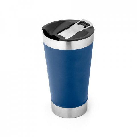 HALPERT LID. Copo de viagem em a&ccedil;o inox t&eacute;rmico, com parede dupla isolada a v&aacute;cuo (630 mL) - Azul marinho