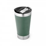 HALPERT LID. Copo de viagem em a&ccedil;o inox t&eacute;rmico, com parede dupla isolada a v&aacute;cuo (630 mL) - Verde tropa