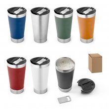 HALPERT LID. Copo de viagem em a&ccedil;o inox t&eacute;rmico, com parede dupla isolada a v&aacute;cuo (630 mL)