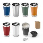 HALPERT LID. Copo de viagem em a&ccedil;o inox t&eacute;rmico, com parede dupla isolada a v&aacute;cuo (630 mL)