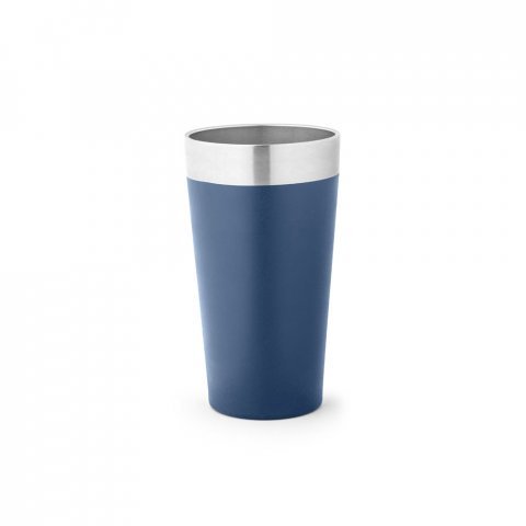 HALPERT. Copo de viagem em a&ccedil;o inox t&eacute;rmico, com parede dupla isolada a v&aacute;cuo (540 mL) - Azul marinho