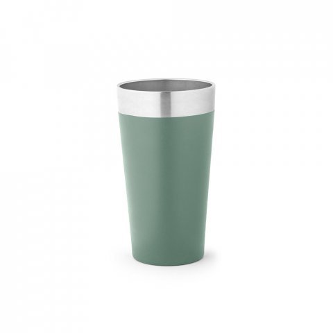 HALPERT. Copo de viagem em a&ccedil;o inox t&eacute;rmico, com parede dupla isolada a v&aacute;cuo (540 mL) - Verde tropa