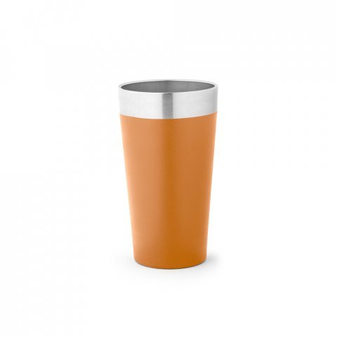 HALPERT. Copo de viagem em a&ccedil;o inox t&eacute;rmico, com parede dupla isolada a v&aacute;cuo (540 mL) - Camel