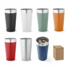 HALPERT. Copo de viagem em a&ccedil;o inox t&eacute;rmico, com parede dupla isolada a v&aacute;cuo (540 mL)