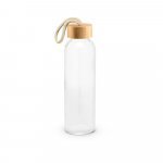 SOLER BAMBU. Squeeze para sublima&ccedil;&atilde;o em vidro com tampa em bambu (500 mL) - Natural
