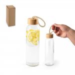 SOLER BAMBU. Squeeze para sublima&ccedil;&atilde;o em vidro com tampa em bambu (500 mL)