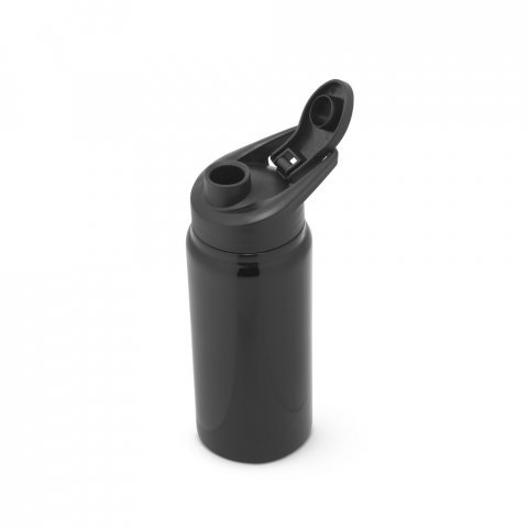 SHAWN. Squeeze esportiva em alum&iacute;nio 100% reciclado com parede simples (660 mL) - Preto