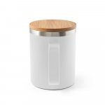 LAUDA. Copo de viagem em a&ccedil;o inox 90% reciclado, t&eacute;rmico com parede dupla isolada a v&aacute;cuo (420 mL) - Branco