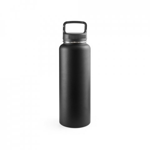 SINNER. Garrafa esportiva em a&ccedil;o inox 90% reciclado com revestimento em p&oacute; (1200 mL) - Preto