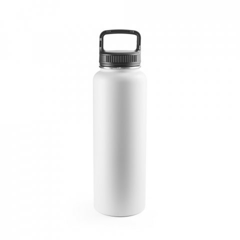 SINNER. Garrafa esportiva em a&ccedil;o inox 90% reciclado com revestimento em p&oacute; (1200 mL) - Branco