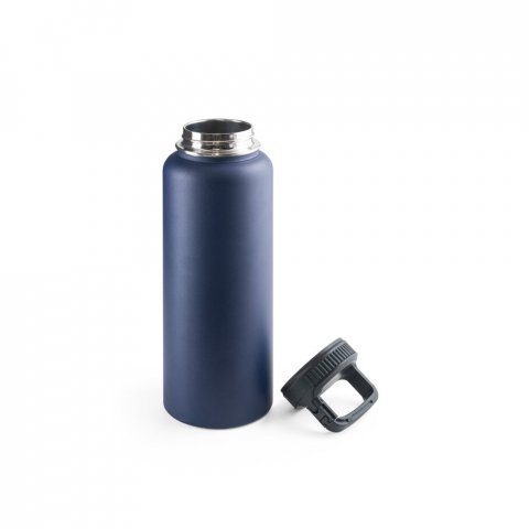 SINNER. Garrafa esportiva em a&ccedil;o inox 90% reciclado com revestimento em p&oacute; (1200 mL) - Azul marinho