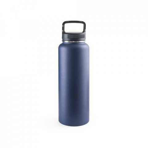 SINNER. Garrafa esportiva em a&ccedil;o inox 90% reciclado com revestimento em p&oacute; (1200 mL) - Azul marinho