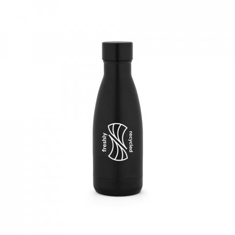 RE-BUFFON S. Garrafa t&eacute;rmica em a&ccedil;o inox 90% reciclado com parede dupla, isolada a v&aacute;cuo com acabamento em mate (400 mL) - Preto