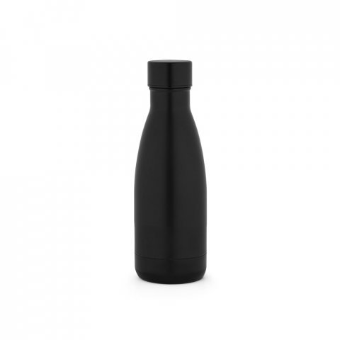 RE-BUFFON S. Garrafa t&eacute;rmica em a&ccedil;o inox 90% reciclado com parede dupla, isolada a v&aacute;cuo com acabamento em mate (400 mL) - Preto