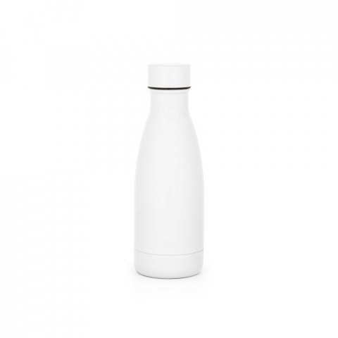 RE-BUFFON S. Garrafa t&eacute;rmica em a&ccedil;o inox 90% reciclado com parede dupla, isolada a v&aacute;cuo com acabamento em mate (400 mL) - Branco