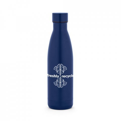 RE-BUFFON L. Garrafa em a&ccedil;o inox 90% reciclado de parede dupla t&eacute;rmica, isolada a v&aacute;cuo com acabamento mate (810 mL) - Azul marinho