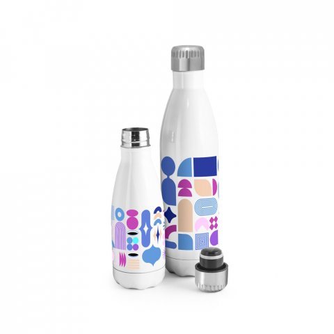 AMORTI L. Garrafa para sublima&ccedil;&atilde;o em a&ccedil;o inox com parede dupla, isolada a v&aacute;cuo (800 mL) - Branco