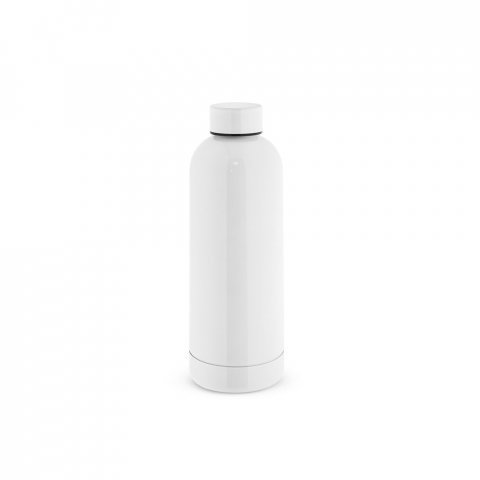 ODIN METTALIC. Garrafa em a&ccedil;o inox 90% reciclado de parede dupla t&eacute;rmica, isolada a v&aacute;cuo (550 mL) - Branco