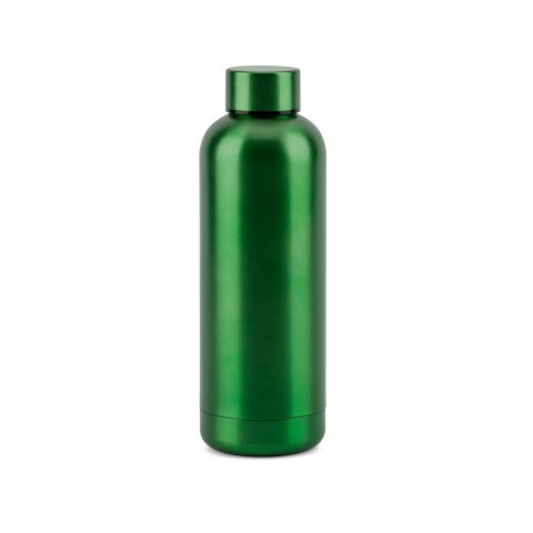 ODIN METTALIC. Garrafa em a&ccedil;o inox 90% reciclado de parede dupla t&eacute;rmica, isolada a v&aacute;cuo (550 mL) - Verde escuro