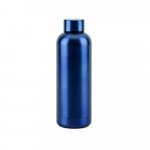 ODIN METTALIC. Garrafa em a&ccedil;o inox 90% reciclado de parede dupla t&eacute;rmica, isolada a v&aacute;cuo (550 mL) - Azul marinho