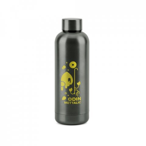 ODIN METTALIC. Garrafa em a&ccedil;o inox 90% reciclado de parede dupla t&eacute;rmica, isolada a v&aacute;cuo (550 mL) - Chumbo