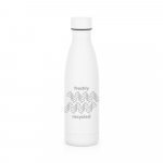 RE-BUFFON M. Garrafa t&eacute;rmica em a&ccedil;o inox 90% reciclado com parede dupla, isolada a v&aacute;cuo com acabamento em mate (520 mL) - Branco